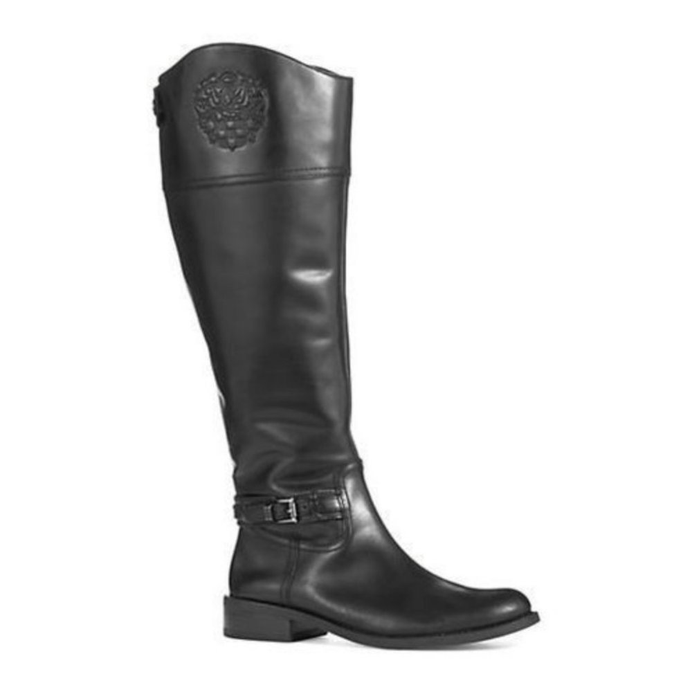 Vince Camuto Women's Kable Black Leather Riding Boot Wide Calf